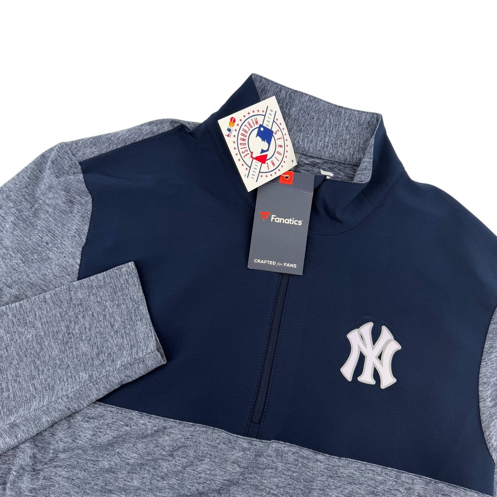 Fanatics New York Yankees MLB Mens Medium Quarter Zip Pullover Blue Long Sleeve